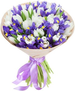 Букет 334 из ирисов, тюльпанов